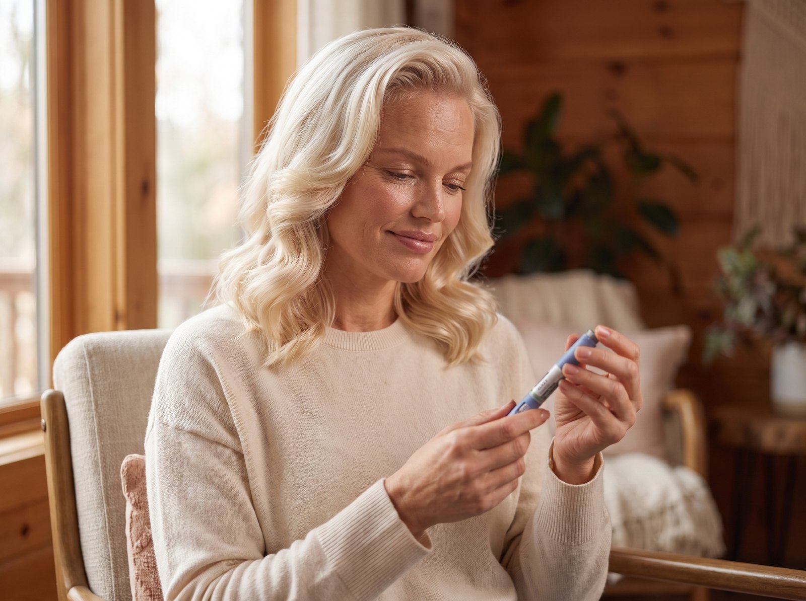 A woman looking at her GLP-1 pen — the day you stop